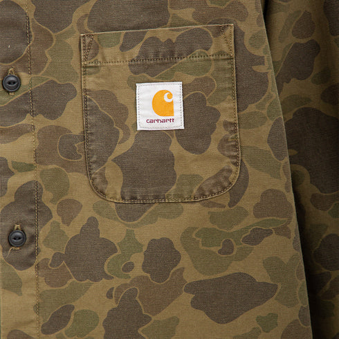 Carhartt WIP L/S Duck Shirt Camo Duck Green/Office Green Garment Dyed I033769 Degli Uberti